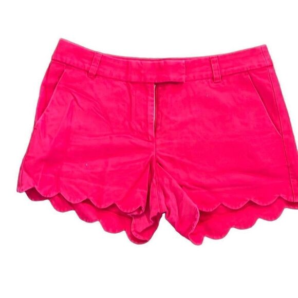 JCrew red scalloped shorts. Size 8. - Picture 1 of 4
